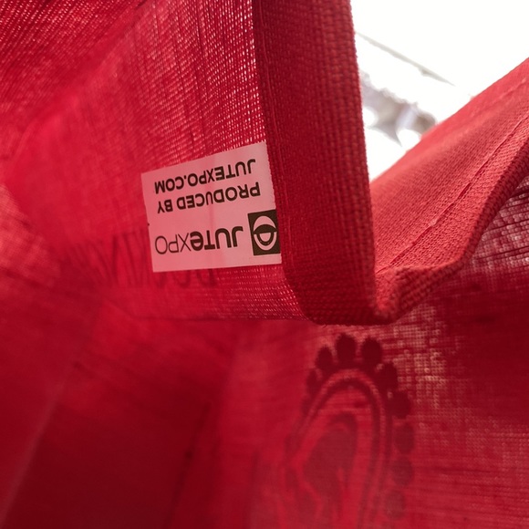 Buckingham Palace, a royal Christmas red and gold jute tote bag NWT - Picture 7 of 9